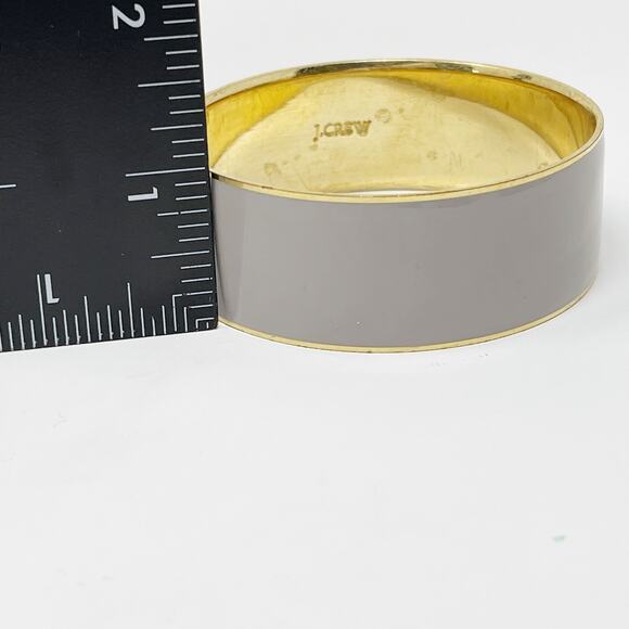 J Crew Chunky Bangle Bracelet Gray Gold Tone 1" Wide Statement Fashion Costume - Picture 9 of 9